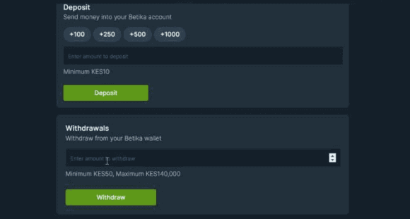 Betika payment options Make a deposit